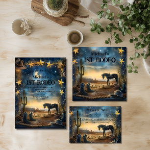 Midnight Desert Cowboy 1st Birthday Rodeo Napkins