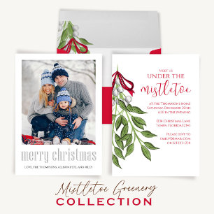 Christmas Mistletoe Greenery Foliage Holiday Party Invitation