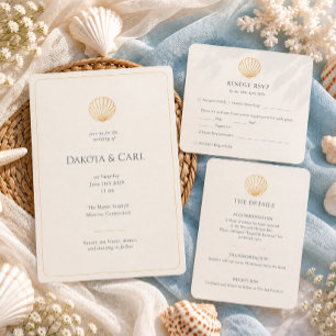 Elegant Coastal gold Seashell Wedding Program