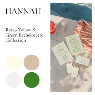 Bachelorette Yelloe & Green Retro Modern  Beach Towel