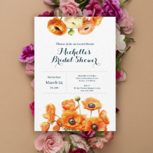 Rustic Garden Orange Floral Bridal Shower  Paper Plates