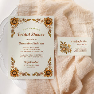 Retro Flowers   Bridal Shower Invitation