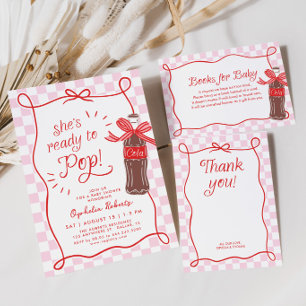 She's Ready to Pop Retro Soda Girls Baby Shower Enclosure Card