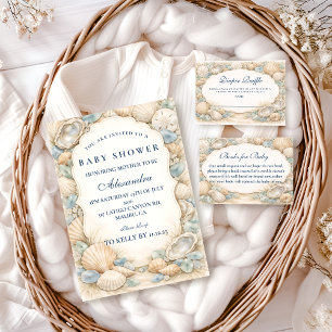 Neutral Seaside Shells Baby Shower Napkins