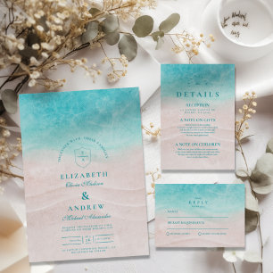 Watercolor Tropical Beach Wedding Invitation