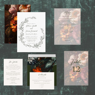 Romantic Baroque Floral Painting Wedding RSVP Card