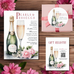 Pearls And Prosecco Floral Elegant Bridal Shower Invitation