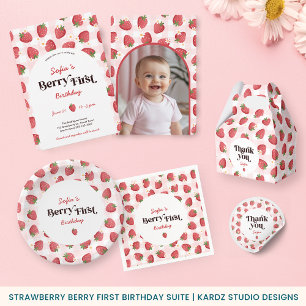 Strawberry Berry First Birthday Napkins