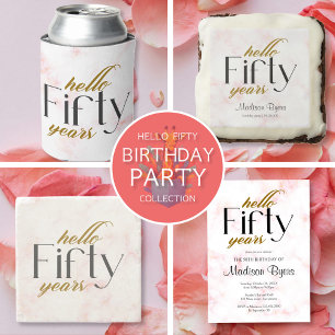 Hello Fifty Chic Marble 50th Birthday Party Invitation