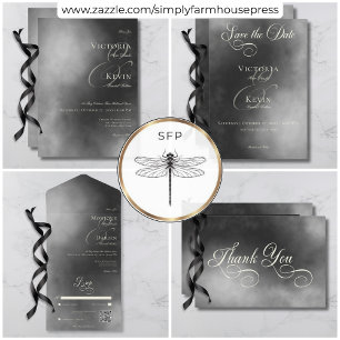 Dark Moody Midnight Black Fog Wedding Envelope
