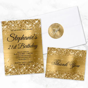 Glittery Gold Foil 21st Birthday Party Welcome Tapestry