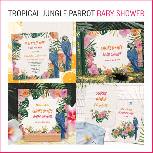 Tropical Exotic Jungle Parrot Baby Shower Retractable Banner