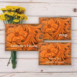 Rustic Flower Country Western Wedding RSVP Card