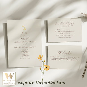 Neutral Wildflower Wedding Place Card