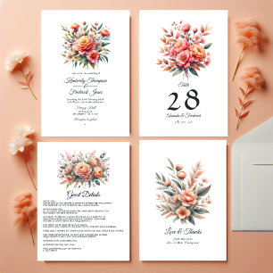 Peach Fuzz Floral Wedding Thank You Card