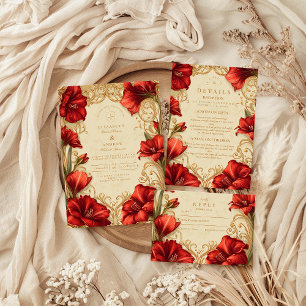 Art Nouveau Red Amaryllis Wedding Foam Board