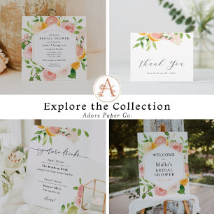 Elegant Citrus Floral Bridal Shower Invitation