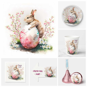 Easter Watercolor Bunny Egg and Flowers -   Hershey®'s Kisses®