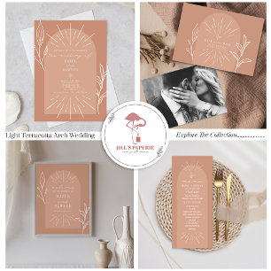 Line Art Arch Botanical Terra Cotta Wedding Invitation
