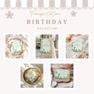 Dinosaur Race Car 2nd Birthday Thank You Card