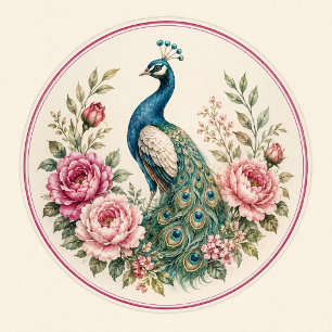 Wedding Peacock Botanical   Vintage Floral Welcome Foam Board