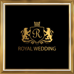 Luxury Art Nouveau Black Gold Royal Wedding Invitation