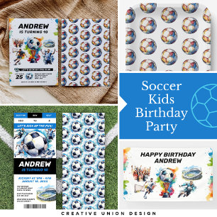 Soccer Birthday Party Invitation Ticket Stub