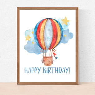 Adventure Awaits Hot Air Balloon Birthday Party  Invitation