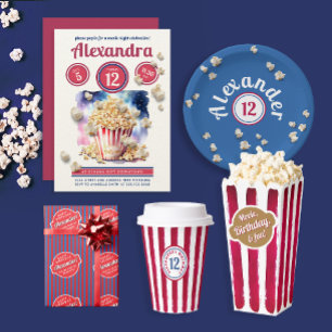 Modern Red Gold White Stripe Popcorn Movie Paint Favor Boxes