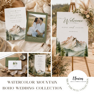 Watercolor Mountains And Pines Wedding Welcome Acrylic Sign