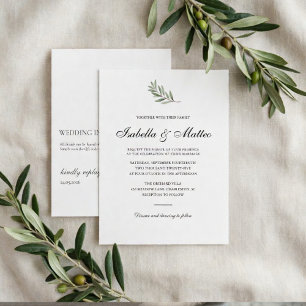 Minimal Olive Branch Acrylic Wedding  Invitations