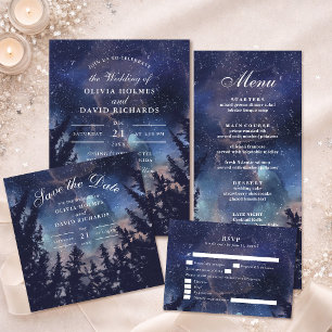 Starry Night Forest Celestial Wedding Thank You Card