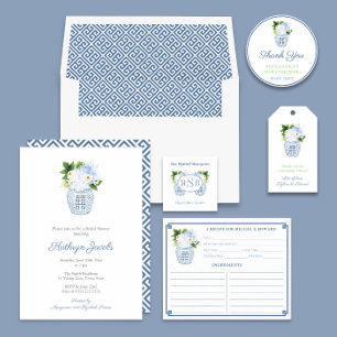 Timeless Blue And White Ginger Jar Bridal Shower Invitation