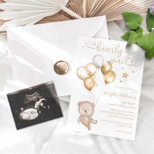 What's on Your Phone Bear Balloon Baby Shower Game Invitation