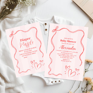 Pink Stripe Coquette Bow  Baby Shower Napkins