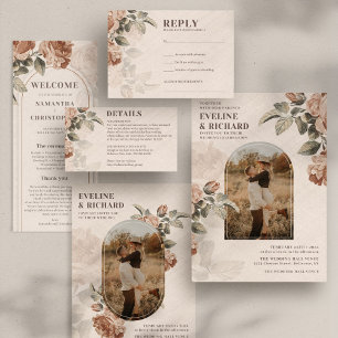 Modern arch Terracotta flowers sage green leaves Table Number