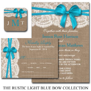 The Rustic Blue Bow Wedding Collection Invitation