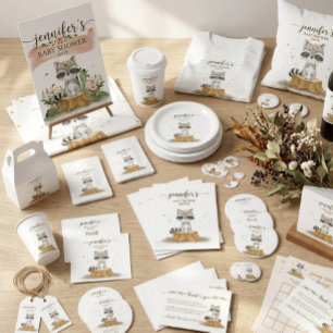 Delicate Watercolor Raccoon Baby Celebration Favor Boxes