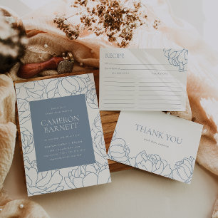 Peony Garden Dusty Blue Floral Bridal Shower Invitation