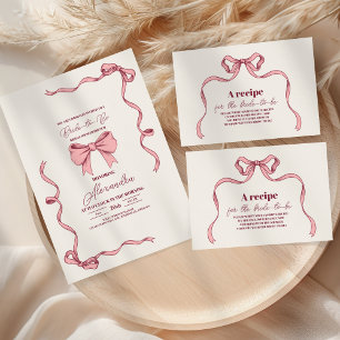 Photo Elegant Pink  Bow Bridal Shower Thank You Card