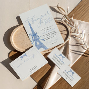 Bonjour Bébé Blue Paris Eiffel Diaper Raffle Enclosure Card