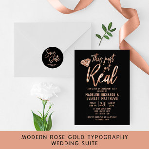 Rose Gold Typography Couple's Shower Invitation