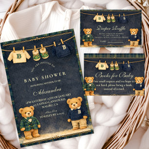 Vintage Teddy Bear Preppy Baby Shower Napkins