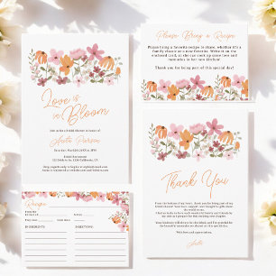 Cute boho meadow little wildflower bridal shower invitation