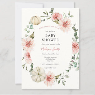 Pink Little Pumpkin Baby Shower by Mail Invitation