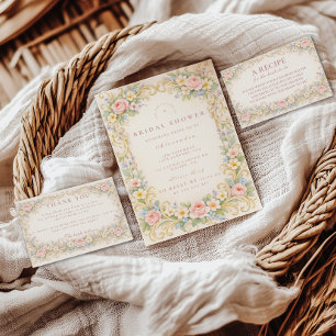 Blush Floral Gold Baroque Bridal Shower Napkins