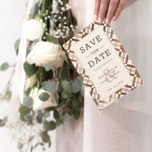 Rose Gold & Any Color Background Plaid Wedding Invitation