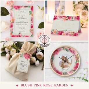 Elegant Pink Rose Garden Gold Wedding Seating Plan Foam Board