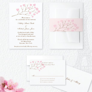 Cherry Blossoms in Pink Wedding Invitation