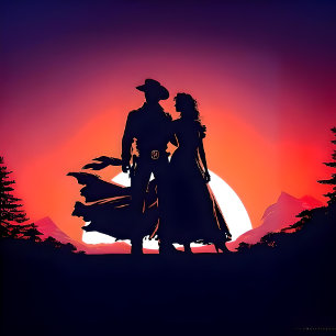 Cowboy and Cowgirl Kissing Wedding Invitation